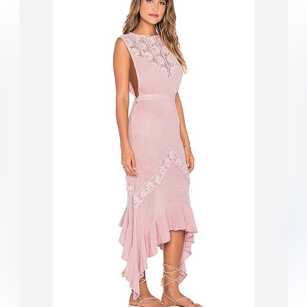 Jen's Pirate Booty Dusty Pink Lace-Trim High-Low Dress